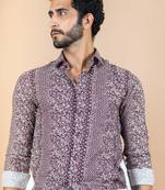 Maroon printed cotton mens-casual-shirts