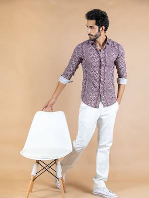 Maroon printed cotton mens-casual-shirts 4