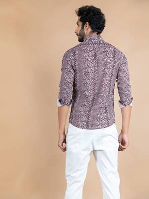 Maroon printed cotton mens-casual-shirts 5