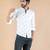 White printed cotton mens-casual-shirts