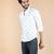 White printed cotton mens-casual-shirts