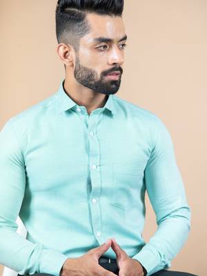 Green printed cotton mens-casual-shirts 1
