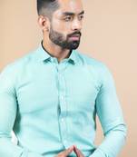 Green printed cotton mens-casual-shirts