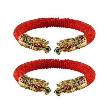 Red  Color Acrylic And Brass Bangle 1