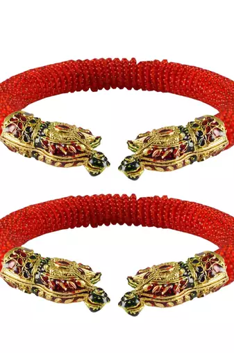 Red  Color Acrylic And Brass Bangle