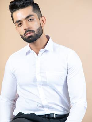 White printed cotton mens-casual-shirts 1