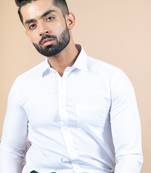 White printed cotton mens-casual-shirts