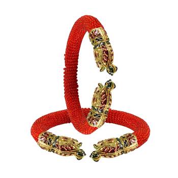 Red  Color Acrylic And Brass Bangle 2