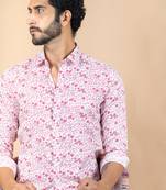 Pink printed cotton mens-casual-shirts