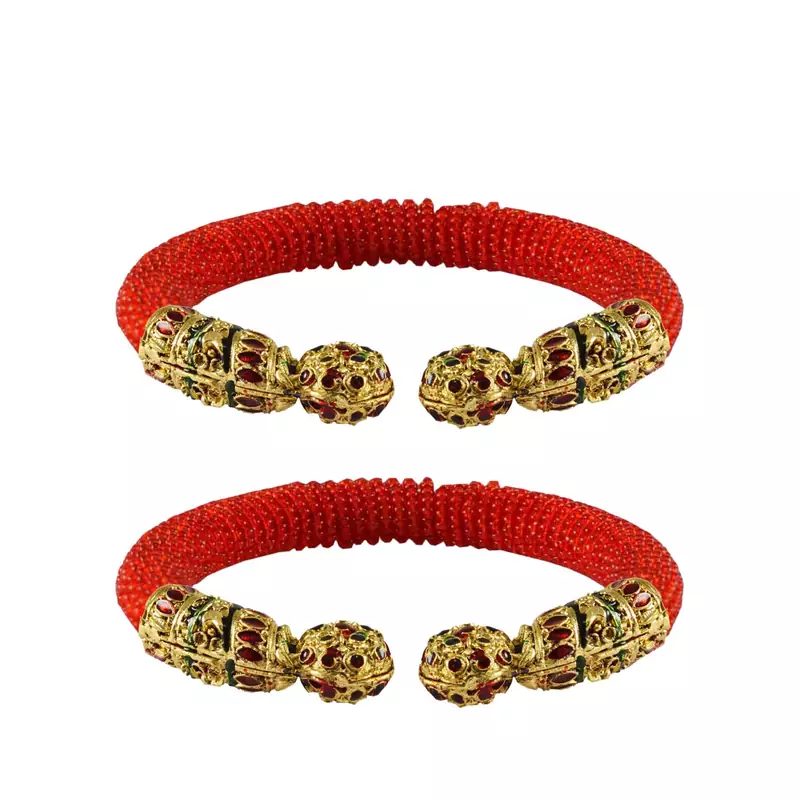 Red  Color Acrylic And Brass Bangle
