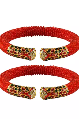 Red  Color Acrylic And Brass Bangle