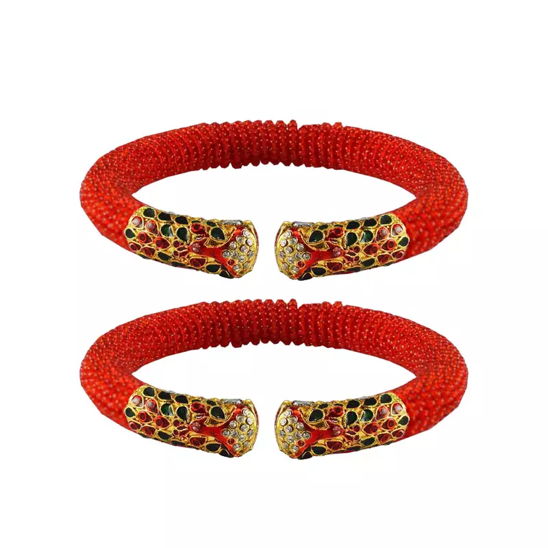 Red  Color Acrylic And Brass Bangle