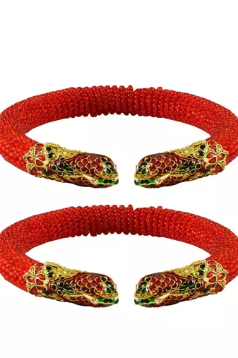 Red  Color Acrylic And Brass Bangle