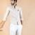 Beige embroidered cotton mens-casual-shirts