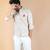 Beige embroidered cotton mens-casual-shirts