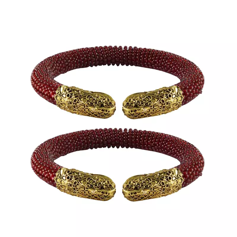Maroon Color Acrylic And Brass Bangle