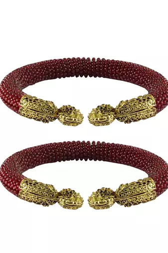 Maroon Color Acrylic And Brass Bangle