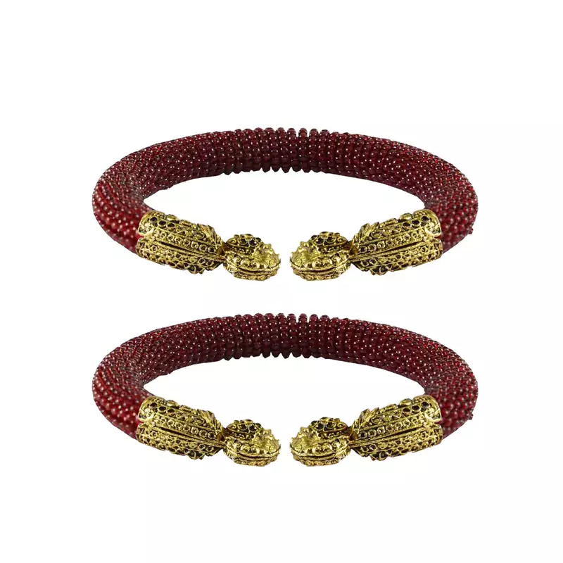 Maroon Color Acrylic And Brass Bangle