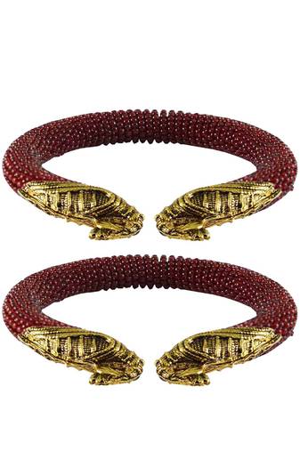 Maroon Color Acrylic And Brass Bangle