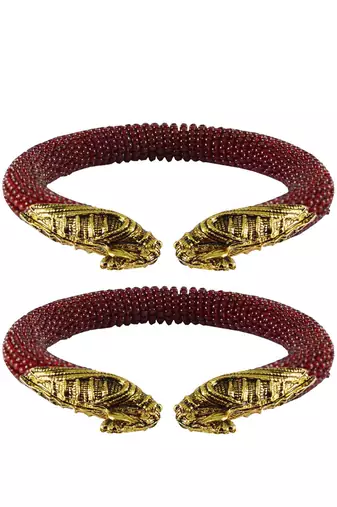 Maroon Color Acrylic And Brass Bangle