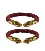 Maroon Color Acrylic And Brass Bangle