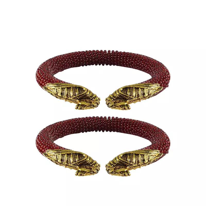 Maroon Color Acrylic And Brass Bangle