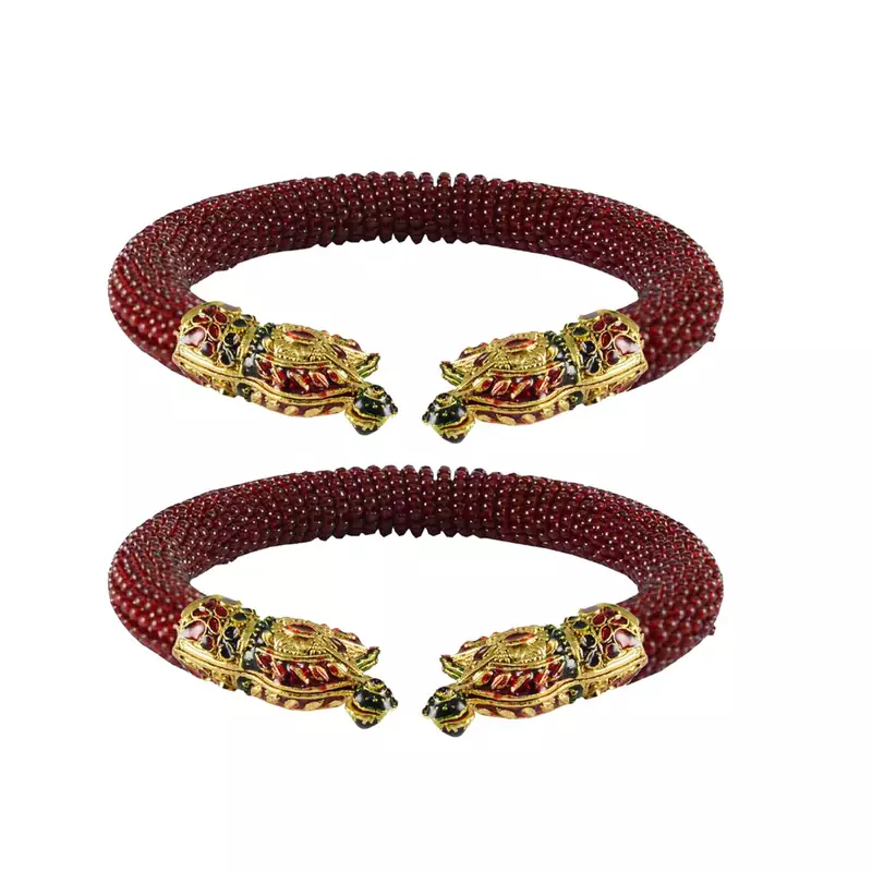 Maroon Color Acrylic And Brass Bangle