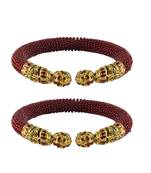 Maroon Color Acrylic And Brass Bangle