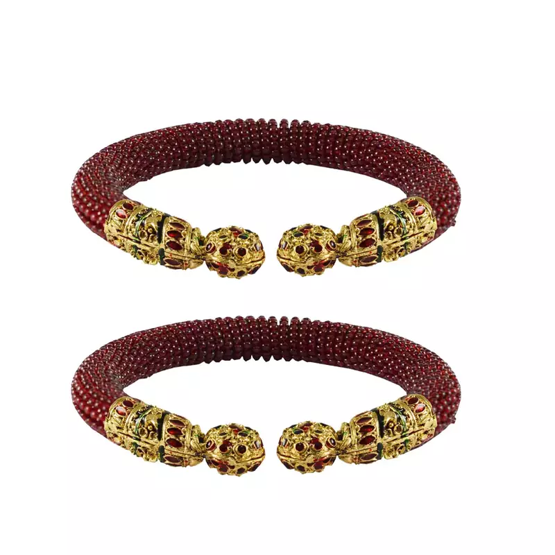 Maroon Color Acrylic And Brass Bangle