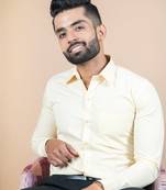 Yellow printed cotton mens-casual-shirts