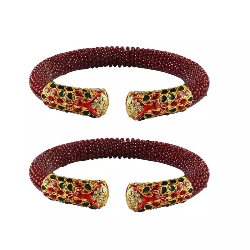 Maroon Color Acrylic And Brass Bangle