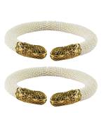 White Color Acrylic And Brass Bangle