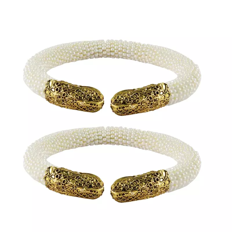 White Color Acrylic And Brass Bangle