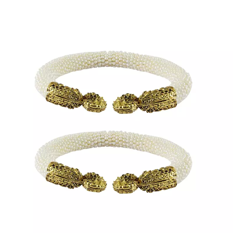 White Color Acrylic And Brass Bangle