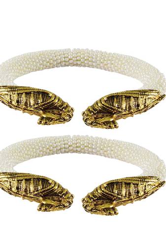 White Color Acrylic And Brass Bangle
