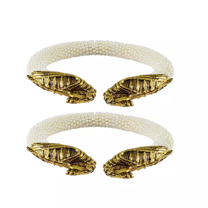 White Color Acrylic And Brass Bangle