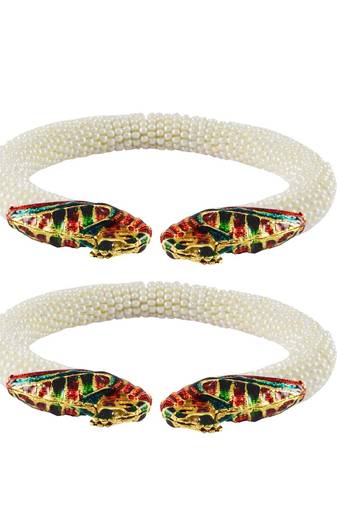 White Color Acrylic And Brass Bangle