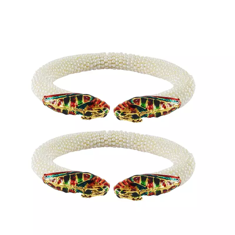 White Color Acrylic And Brass Bangle