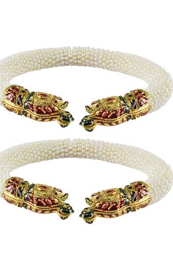White Color Acrylic And Brass Bangle