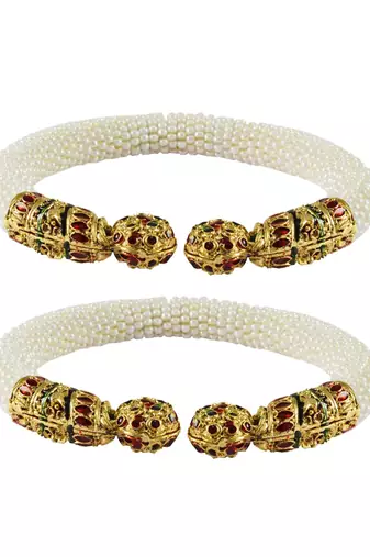 White Color Acrylic And Brass Bangle