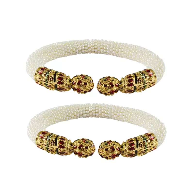 White Color Acrylic And Brass Bangle
