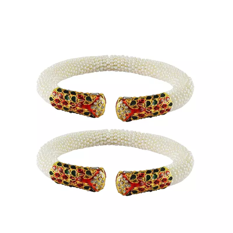 White Color Acrylic And Brass Bangle