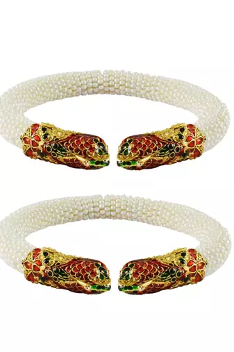 White Color Acrylic And Brass Bangle