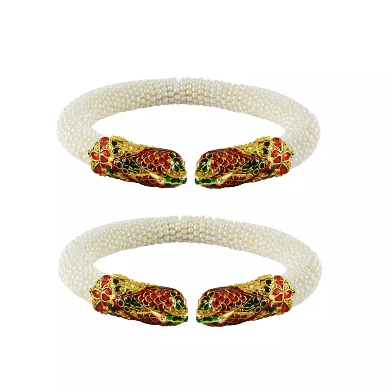 White Color Acrylic And Brass Bangle