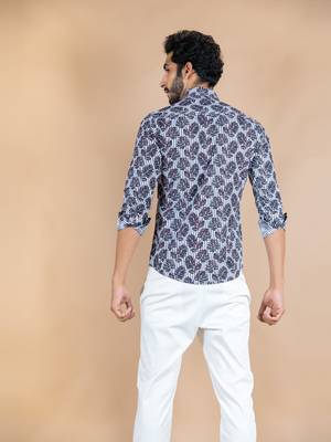 White printed cotton mens-casual-shirts 4