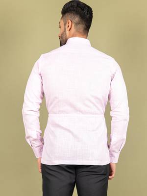 Pink plain cotton mens-casual-shirts 4
