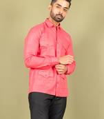 Pink plain cotton mens-casual-shirts
