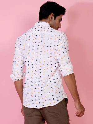White printed cotton mens-casual-shirts 3