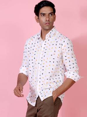 White printed cotton mens-casual-shirts 4