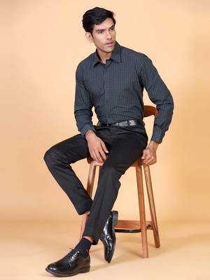 Blue printed cotton mens-casual-shirts 1